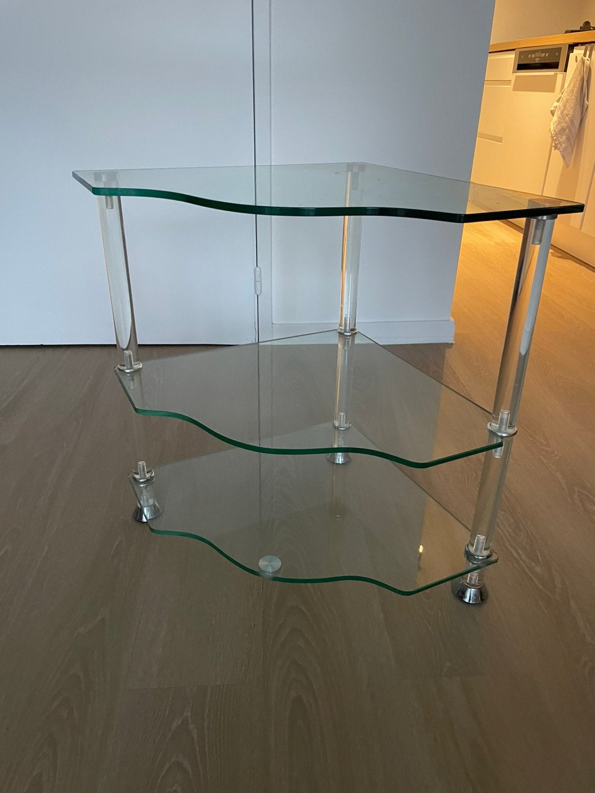 Meuble d'angle en verre trempé et plexiglas / métal, Enlèvement, Comme neuf, Verre