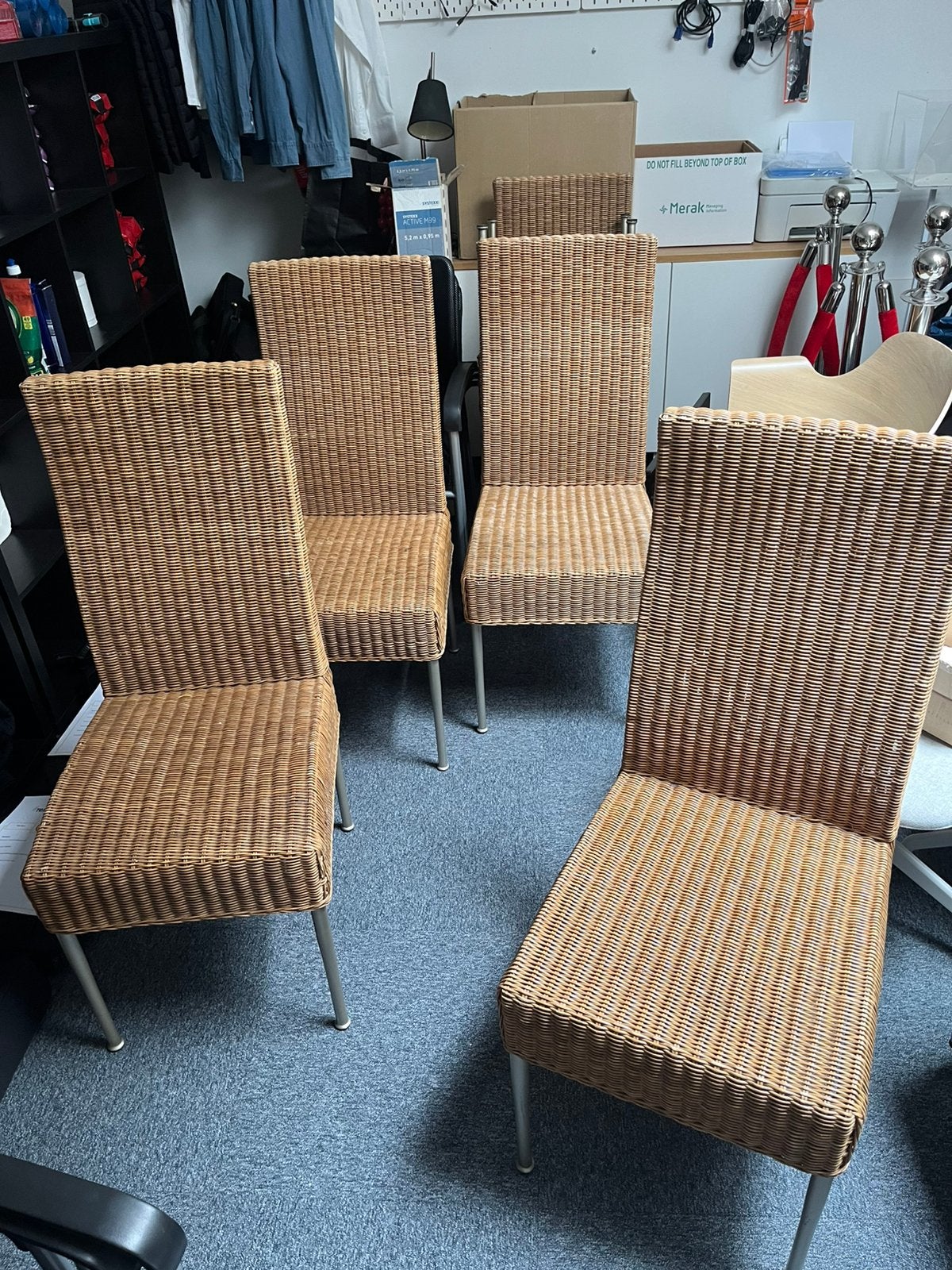 6 Chaises en rotin , 6 Rieten stoelen, Jardin & Terrasse, Enlèvement ou Envoi, Comme neuf, Rotin