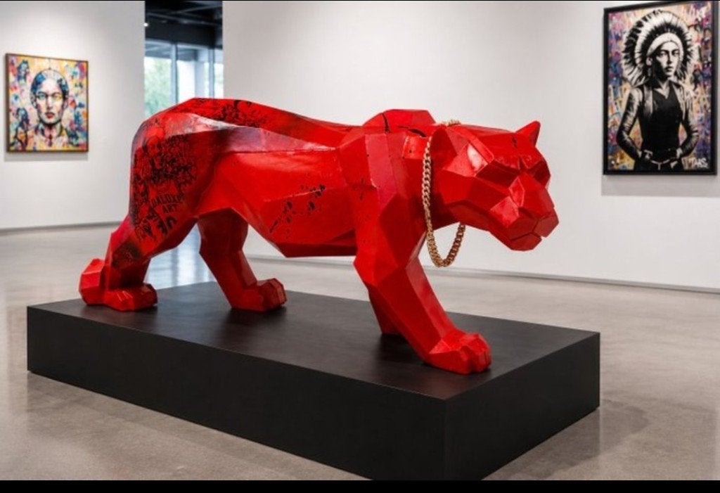 Daluxe Art - 1999 • XXL Pop Art Panther – 80 cm, Mammifère, Enlèvement ou Envoi, Peint, 50 - 100 cm