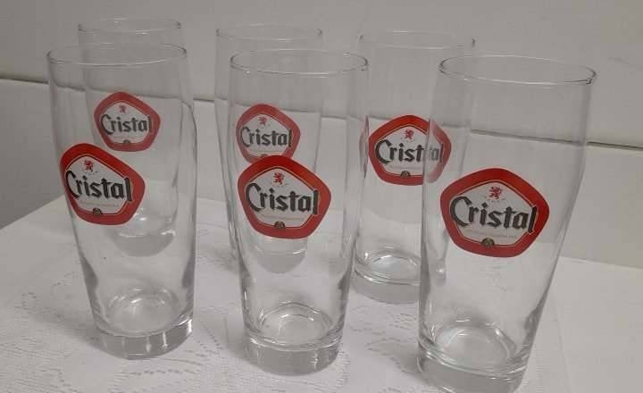 6 Halfliter glazen Kristal Alken, Verzamelen, Ophalen of Verzenden, Zo goed als nieuw, Bierglas