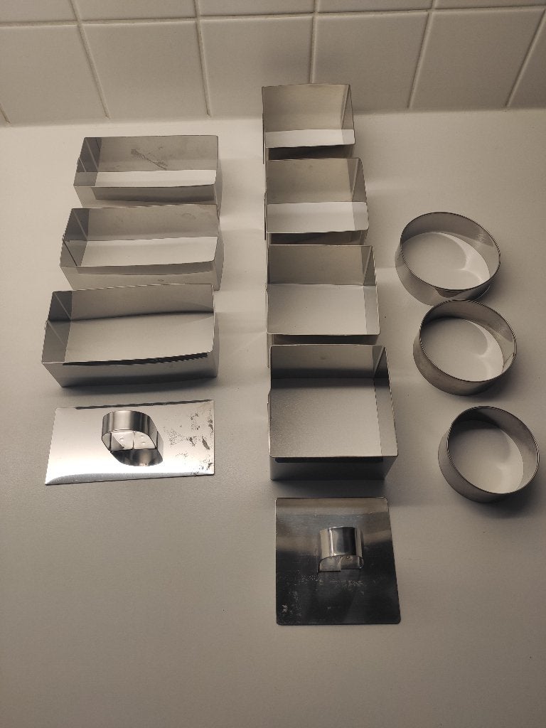 Serveerringen 12 stuks, vierkant, rechthoek, cirkel, Ophalen, Zilver, Metaal, Overige merken