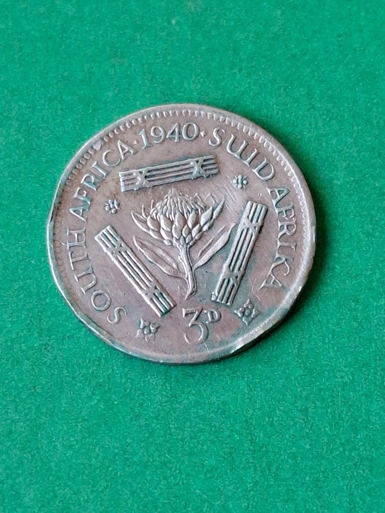 1940 Zuid Afrika 3 pence zilver George VI, Postzegels en Munten, Verzenden, Zuid-Afrika, Losse munt, Zilver
