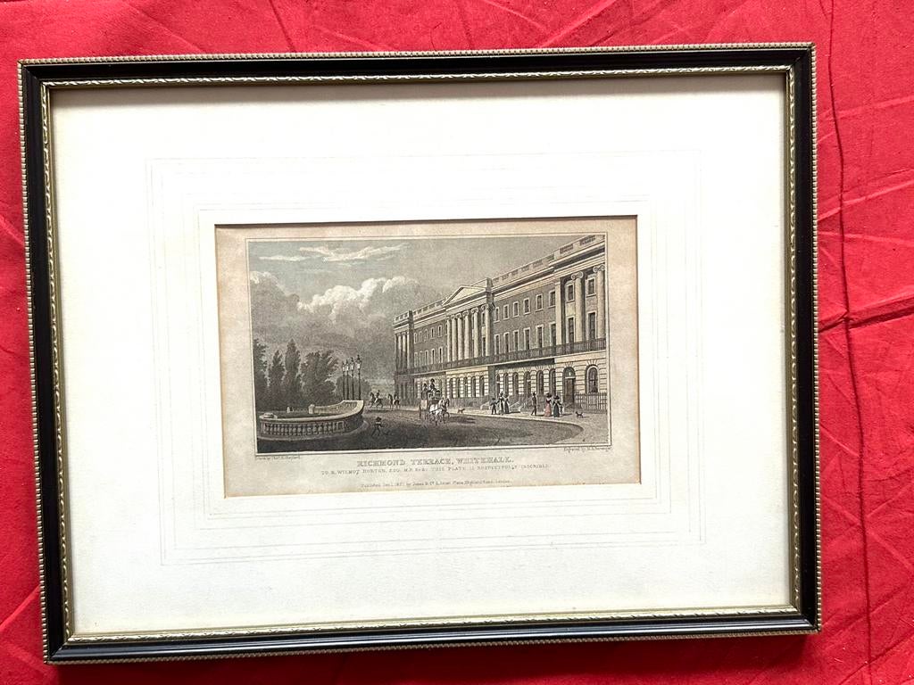 Lot de 3 gravures anciennes Londres encadrées – style XIXe, Antiquités & Art, Enlèvement, Architecture