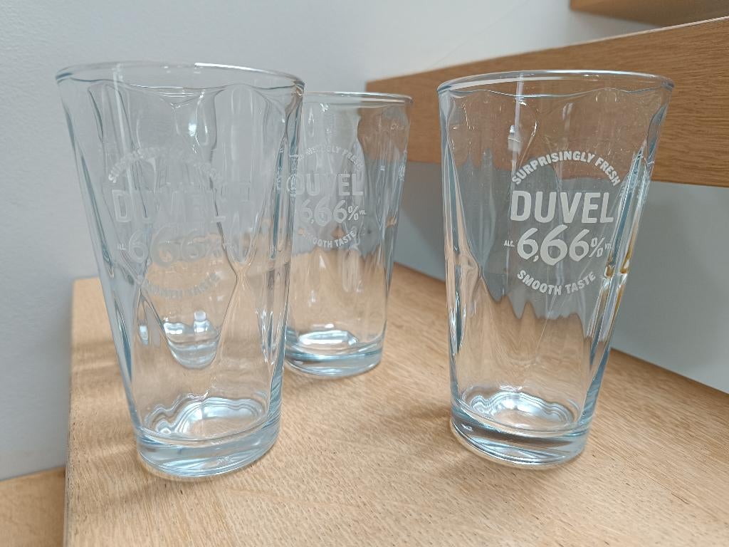 4 Duvel 666 bierglazen - België, Verzamelen, Ophalen of Verzenden, Duvel