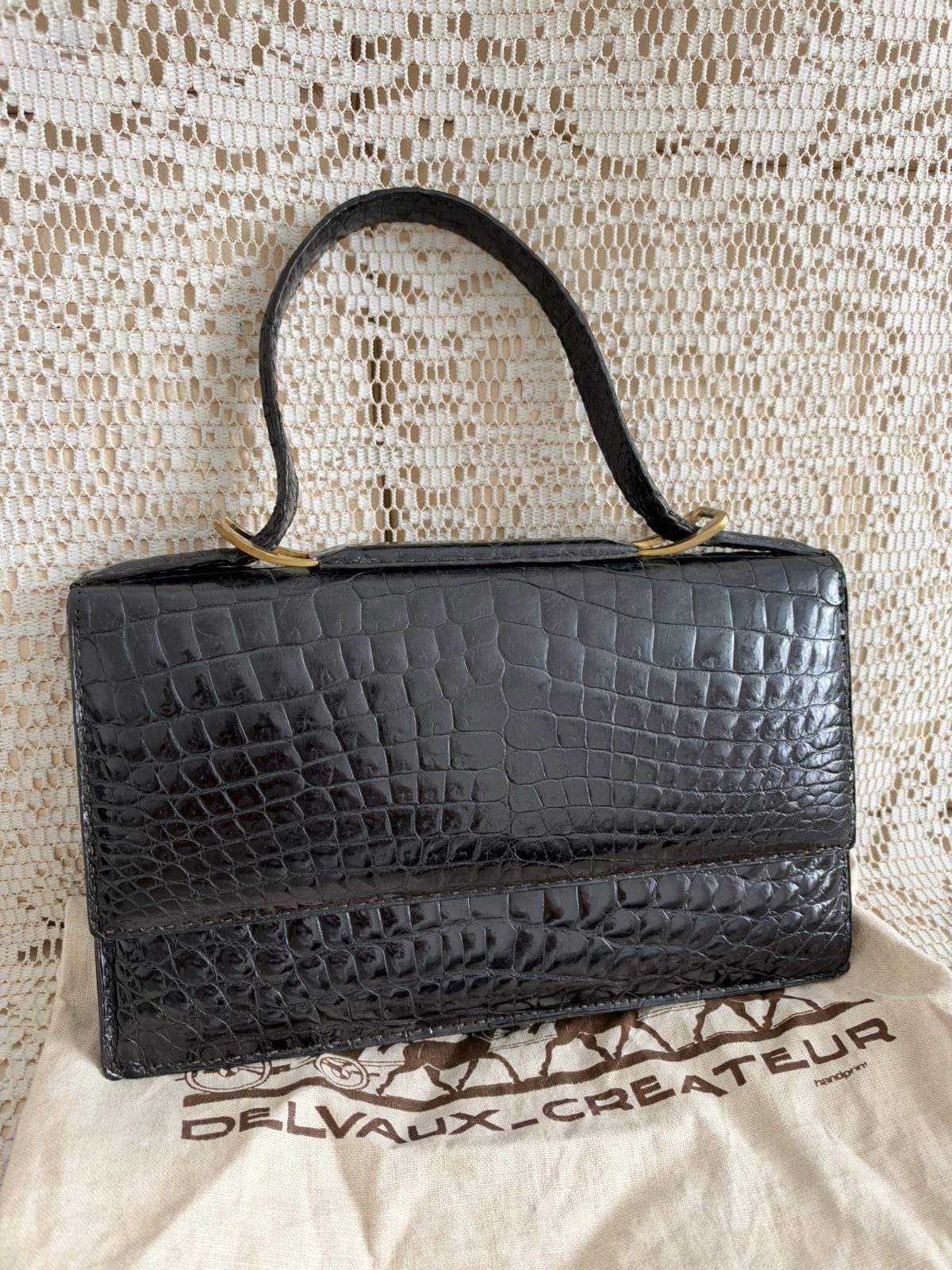 DELVAUX zwarte tas van krokodillenleer, Ophalen of Verzenden, Zo goed als nieuw, Zwart