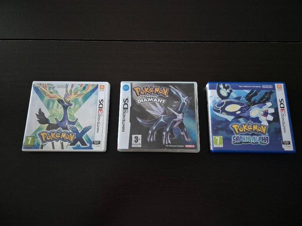 Lot 3 jeux Pokémon: Diamant (DS), Saphir Alpha et X (3DS), Enlèvement ou Envoi, 1 joueur, Jeu de rôle (Role Playing Game), Utilisé
