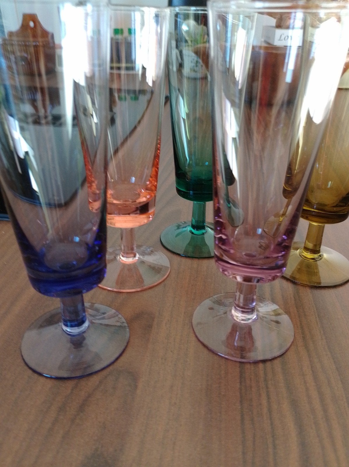 5 gekleurde retro champagneglazen, jaren 70, Ophalen of Verzenden
