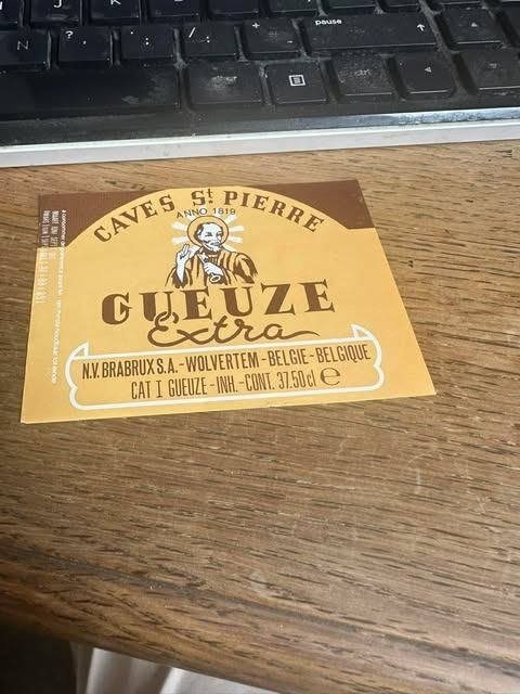 étiquette de bière caves st Pierre gueuze extra, Enlèvement ou Envoi, Neuf, Autres types, Autres marques