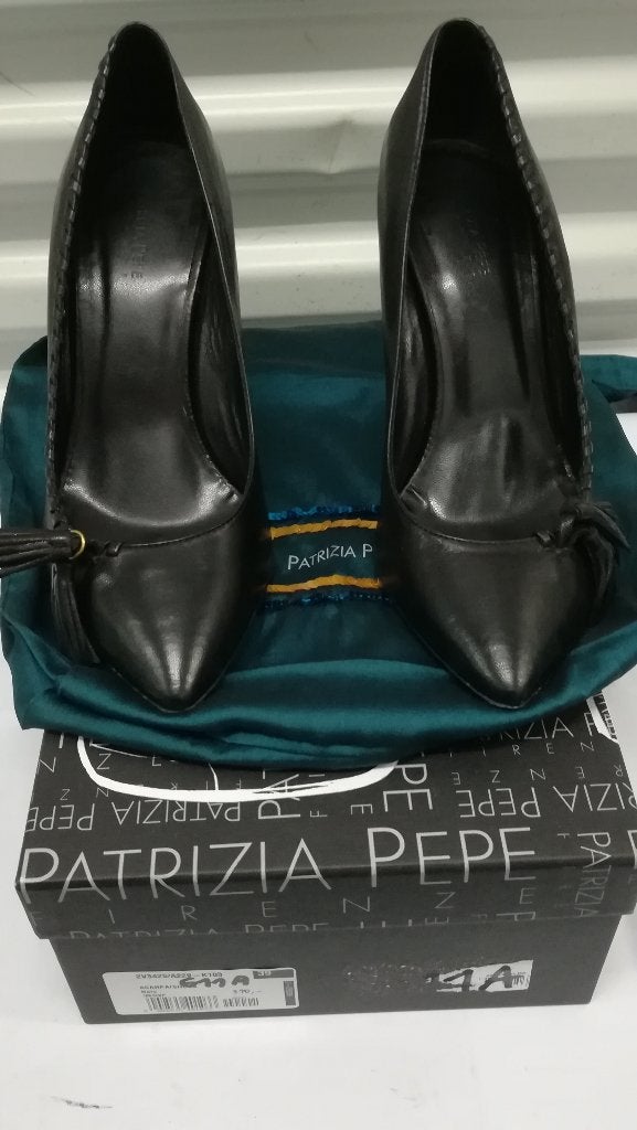611A* PATRIZIA PEPE sexy escarpins noirs tout cuir (p 39), Enlèvement ou Envoi, Escarpins, Patrizia Pepe, Porté