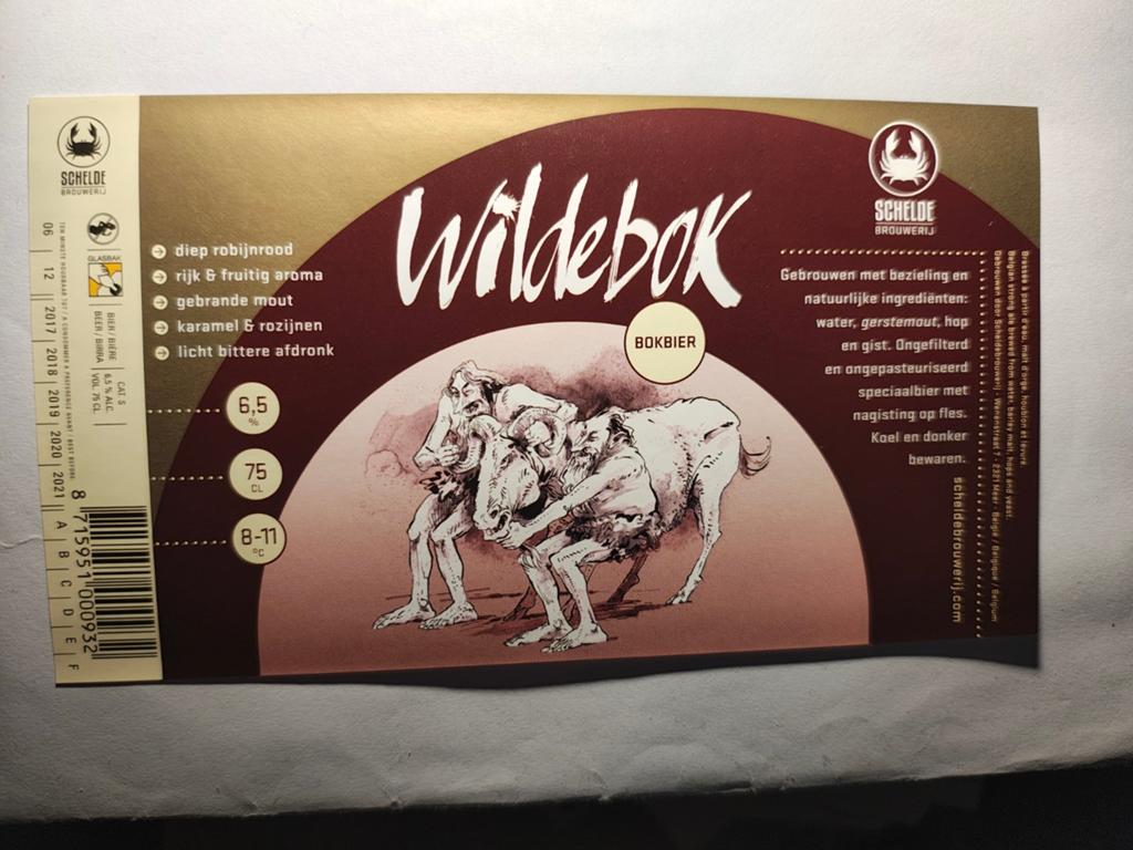 Étiquette de bière « Wildebok » (Scheldebrouwerij Belgium), Collections, Enlèvement ou Envoi, Neuf