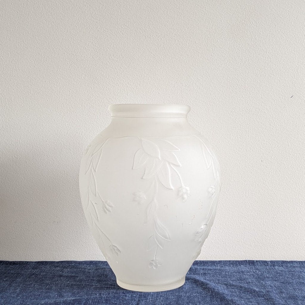Grand vase en dépoli des années 20-30 Art déco, 30 cm, Verre, Finition mate, Transparent