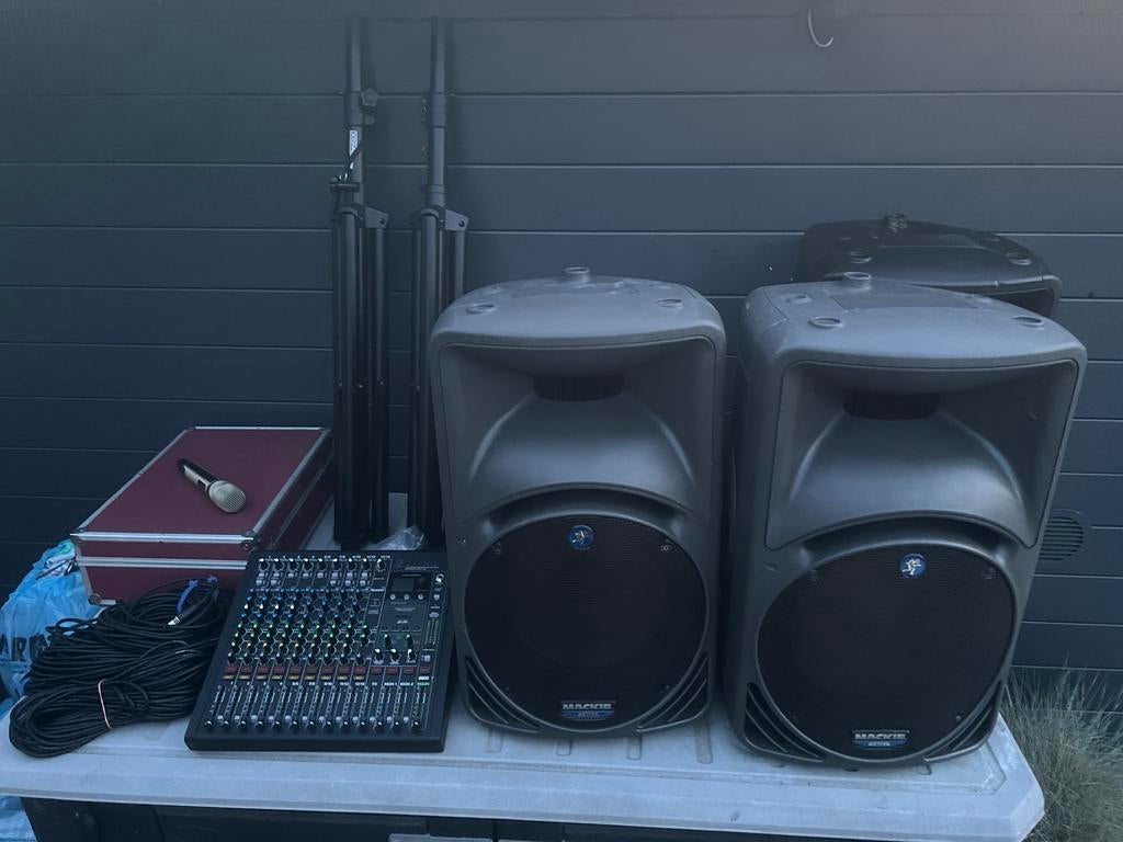 Complete Mackie PA/DJ Mackie set met 3xSRM450 Onyx12 2xmicro, Ophalen, Gebruikt