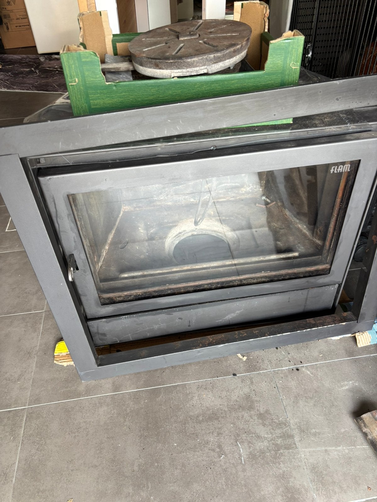 Inbouw Houtkachel Flam mt61/50e 10kw, Doe-het-zelf en Bouw, Ophalen of Verzenden, Zo goed als nieuw