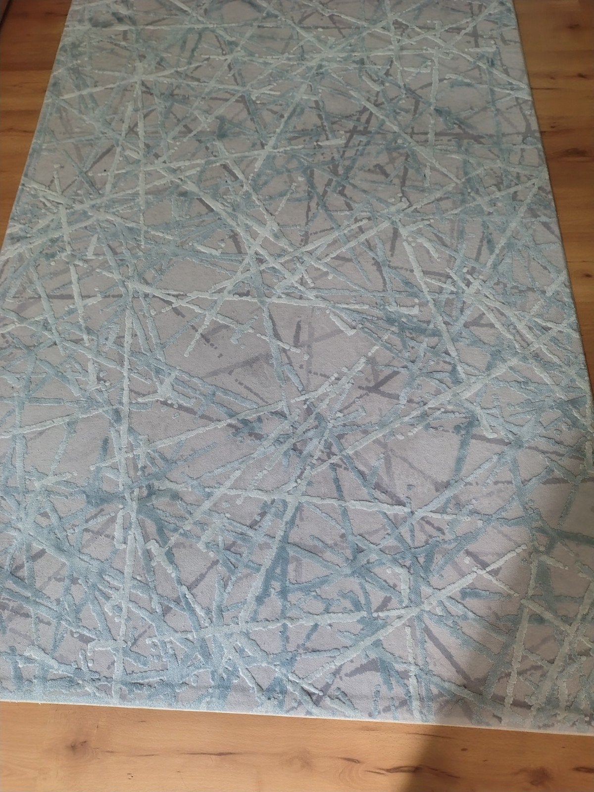 Tapis, gri et bleu 160 cm x 200 cm, Bleu