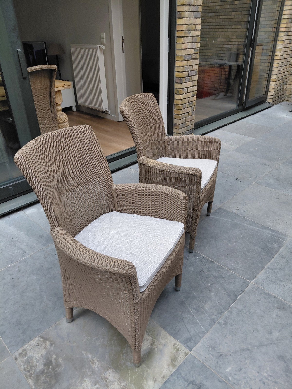 2 eetkamerstoelen Vincent Sheppard, Maison & Meubles, Chaises, Gris, Osier ou Rotin, Deux, Enlèvement
