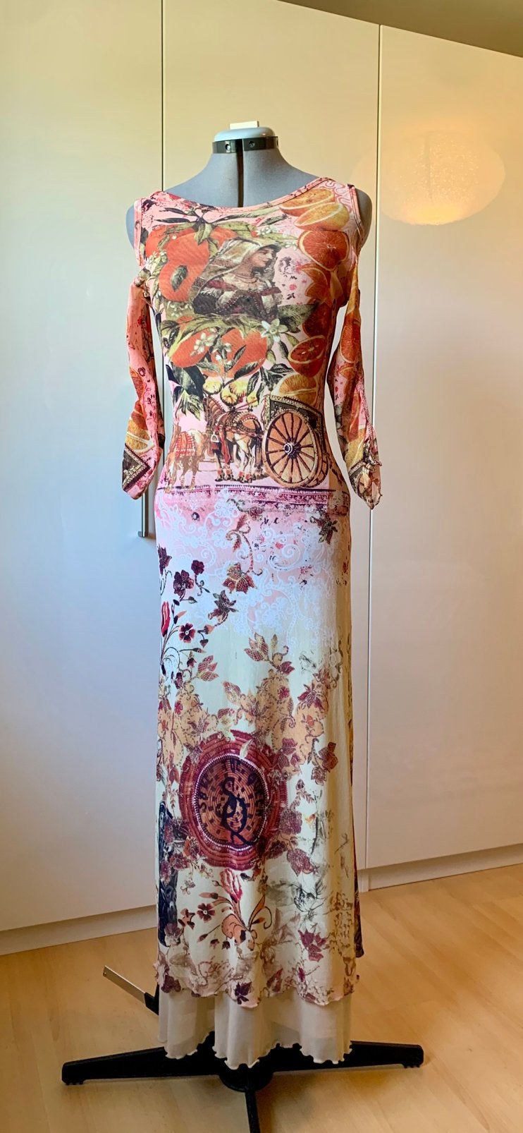 Vintage Save the Queen Mesh Maxi-Jurk | Y2K Citrus Print, Kleding | Dames, Jurken, Ophalen of Verzenden, Nieuw, Maat 36 (S), Meerkleurig