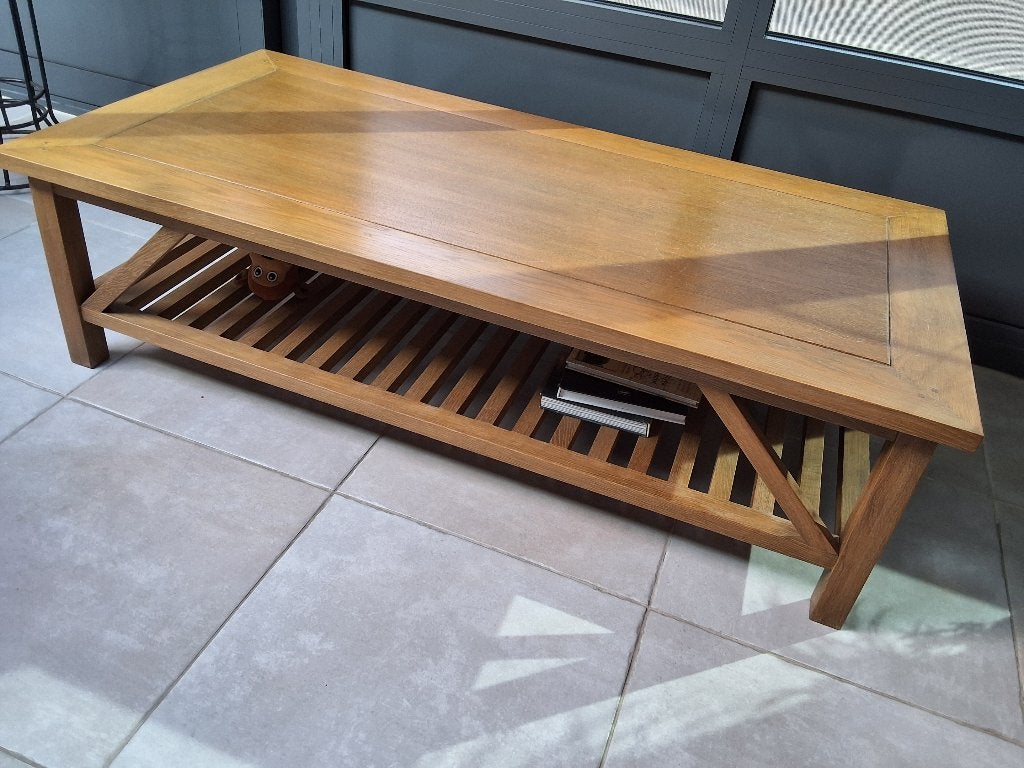 Salon tafel lengte 1m40 breedte 70 cen, Ophalen, Zo goed als nieuw, Eikenhout