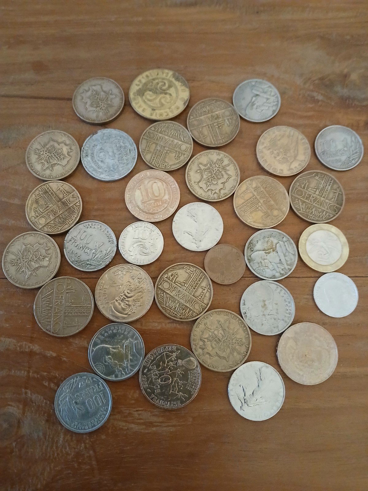 30 Franse munten, Ophalen of Verzenden