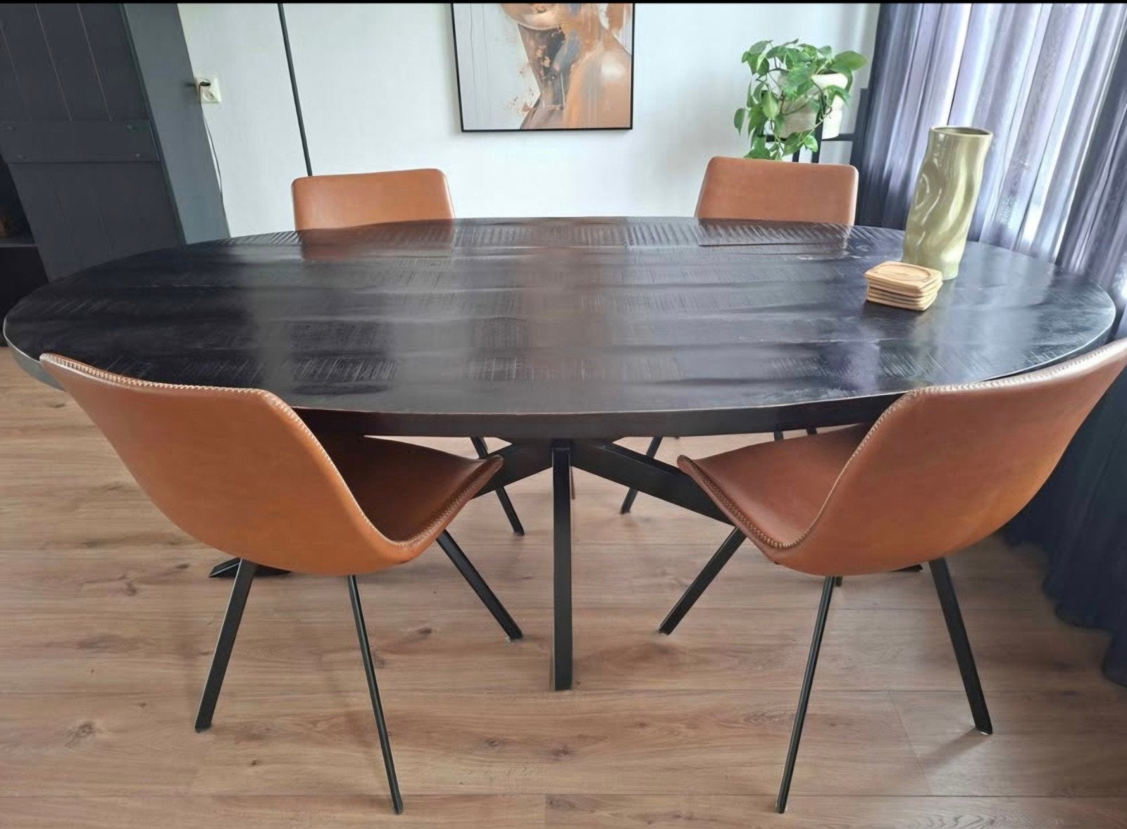 Mango houten eettafel inclusief 4 stoelen, Huis en Inrichting, Tafels | Eettafels, 50 tot 100 cm, 200 cm of meer, Vijf personen of meer