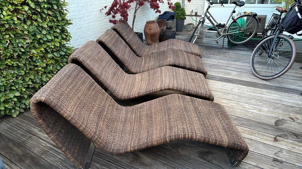 ligbed, Tuin en Terras, Ophalen, Gebruikt, Rotan, Loungeset