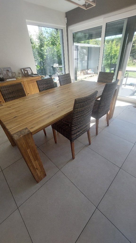 table salle à manger et 6 chaises, Maison & Meubles, Tables | Tables à manger, Bois, Enlèvement, Utilisé, 50 à 100 cm
