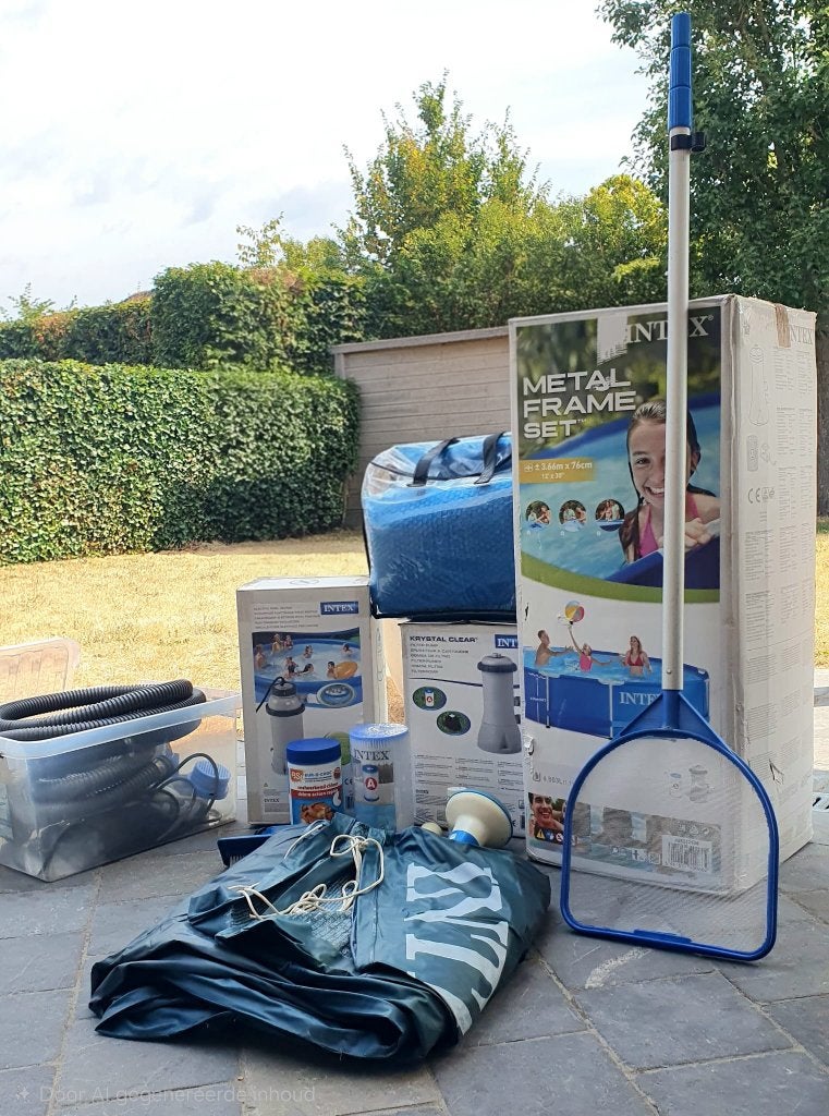 Opzetzwembad Intex dia. 3.66m x 76 cm, Tuin en Terras, Ophalen, Gebruikt, Minder dan 80 cm, Rond