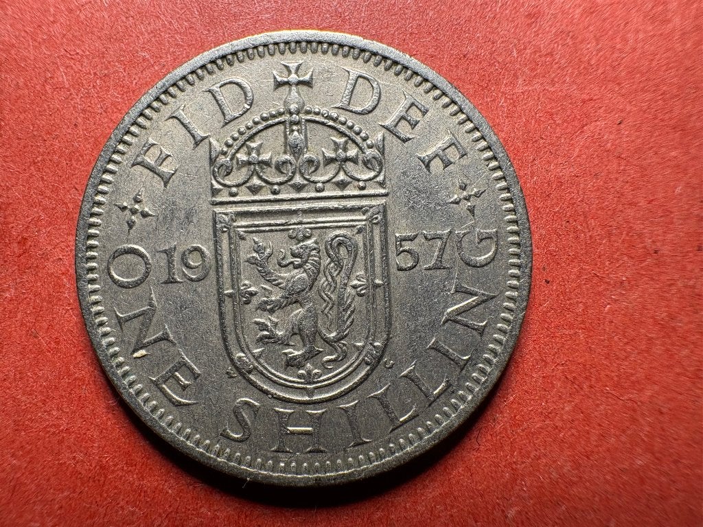 UK - 1 Shilling 1957 (blason de l'Écosse) (#361#), Enlèvement ou Envoi, Autres pays, Monnaie en vrac
