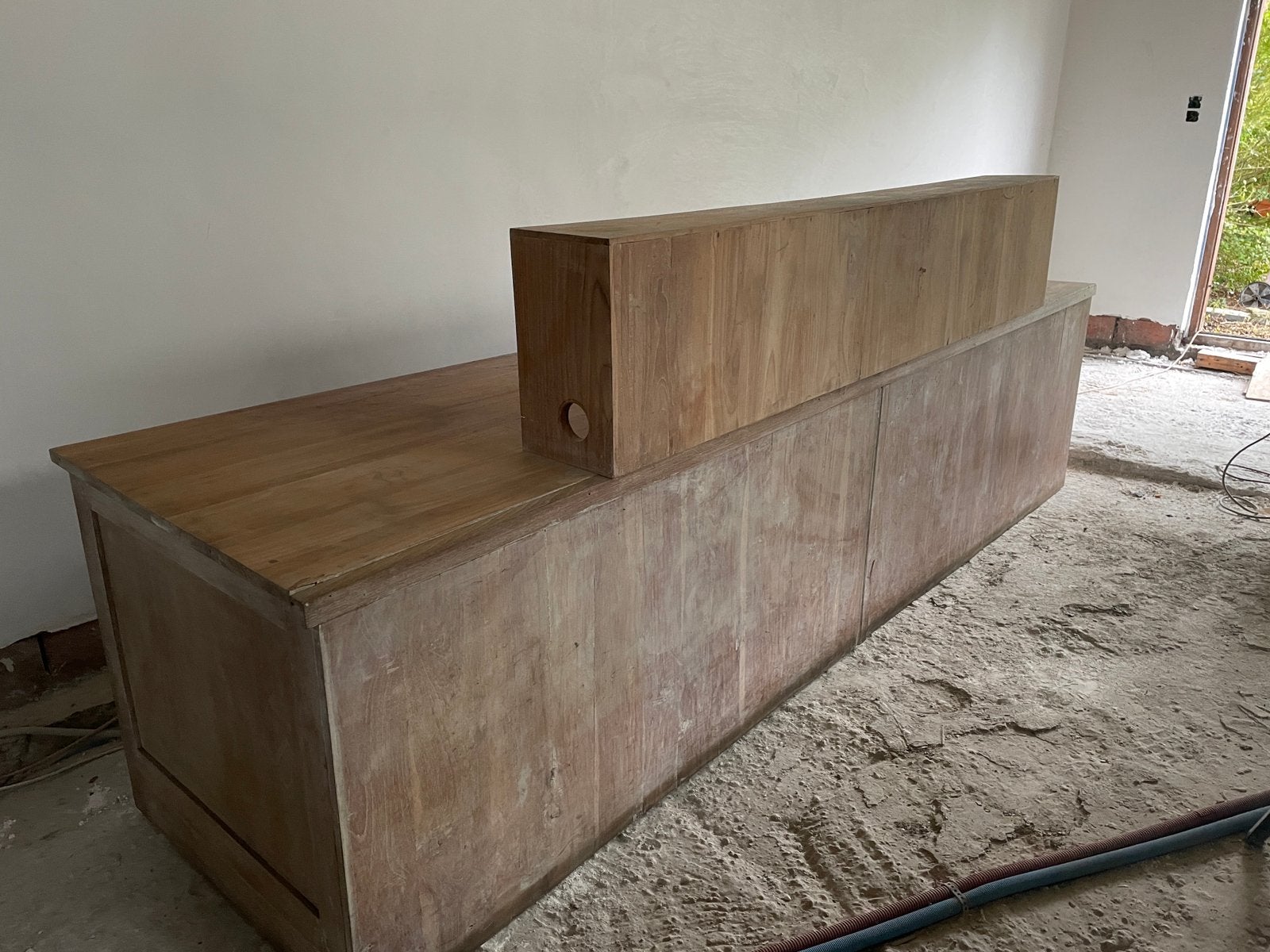 houten bureau of toonbank afmetingen op foto, Ophalen, Gebruikt, Hout, Vintage