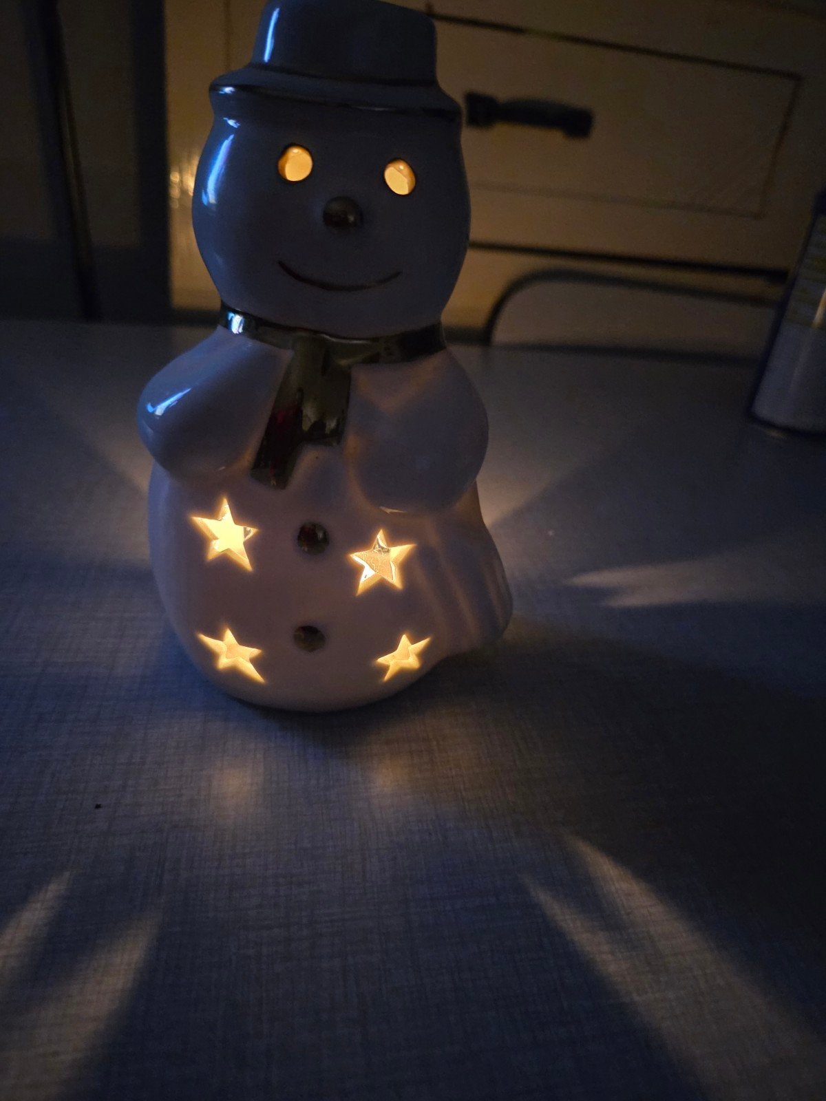 Sneeuwman aardewerk voor kaarsje., Diversen, Ophalen of Verzenden, Zo goed als nieuw