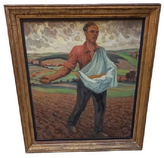 Frans Nackaerts (1884-1948) De Zaaier, Antiek en Kunst, Kunst | Schilderijen | Klassiek, Ophalen, Gedateerd, Doek, Portret of Personen