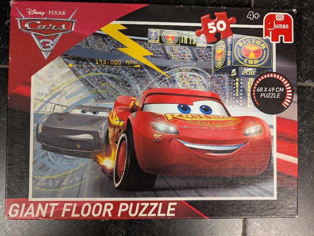 Cars (Disney Pixar) grote vloerpuzzel 50 st (4 jaar), Ophalen of Verzenden, 10 tot 50 stukjes, Zo goed als nieuw, 4 tot 6 jaar