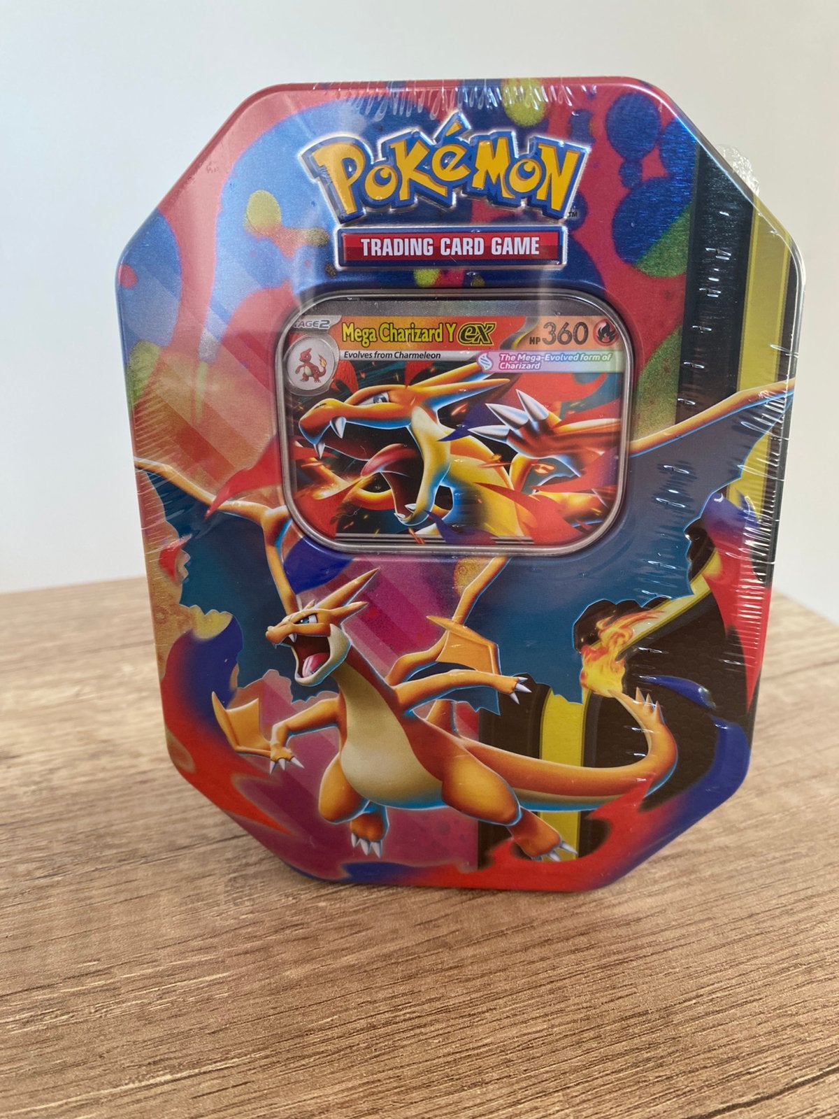 Pokemon Mega Charizard Y ex tin, Ophalen, Nieuw, Booster