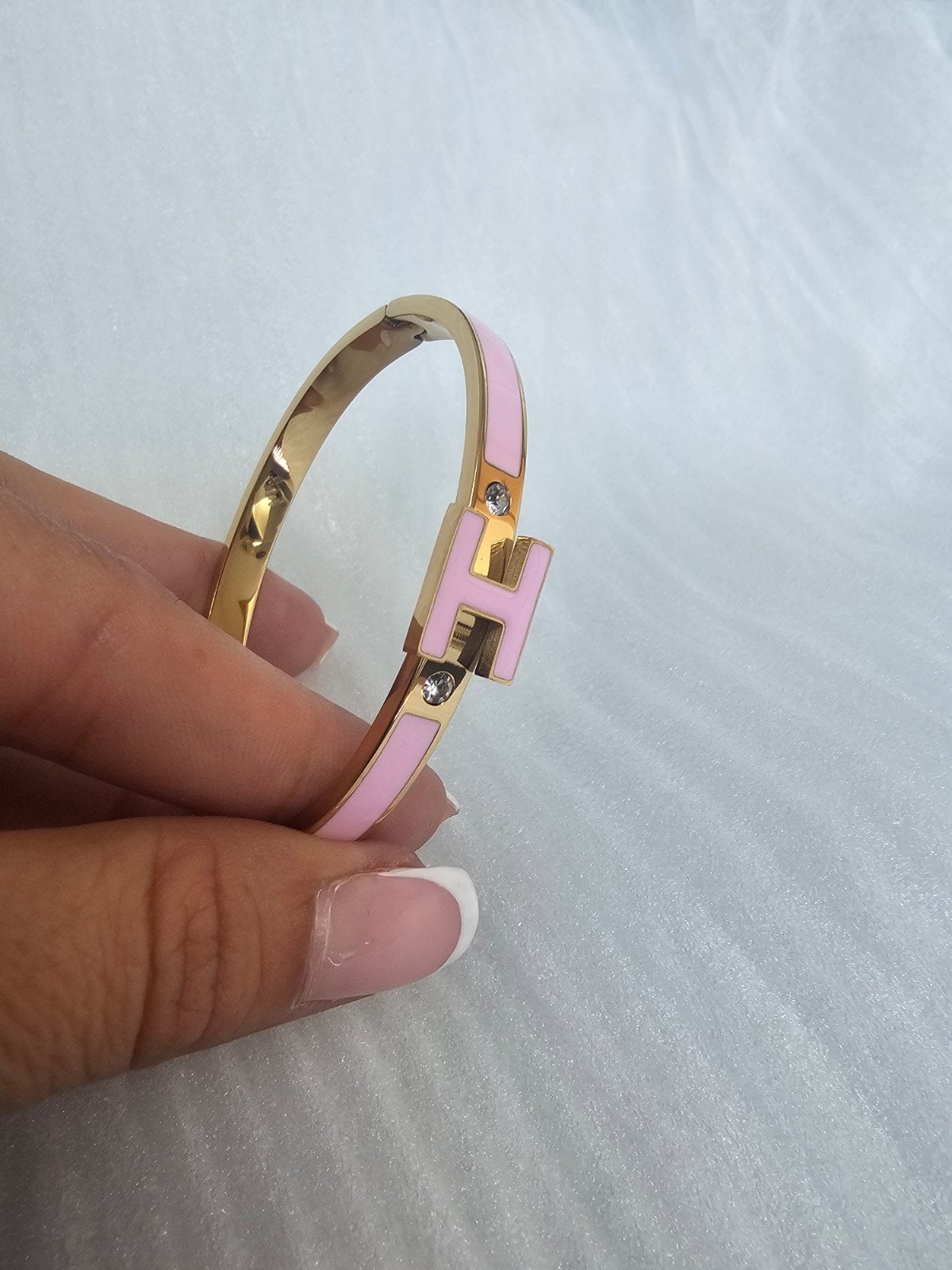 Roze vergulde armband met zirkonia – verstelbaar – nieuw, Handtassen en Accessoires, Armbanden, Roze, Verzenden