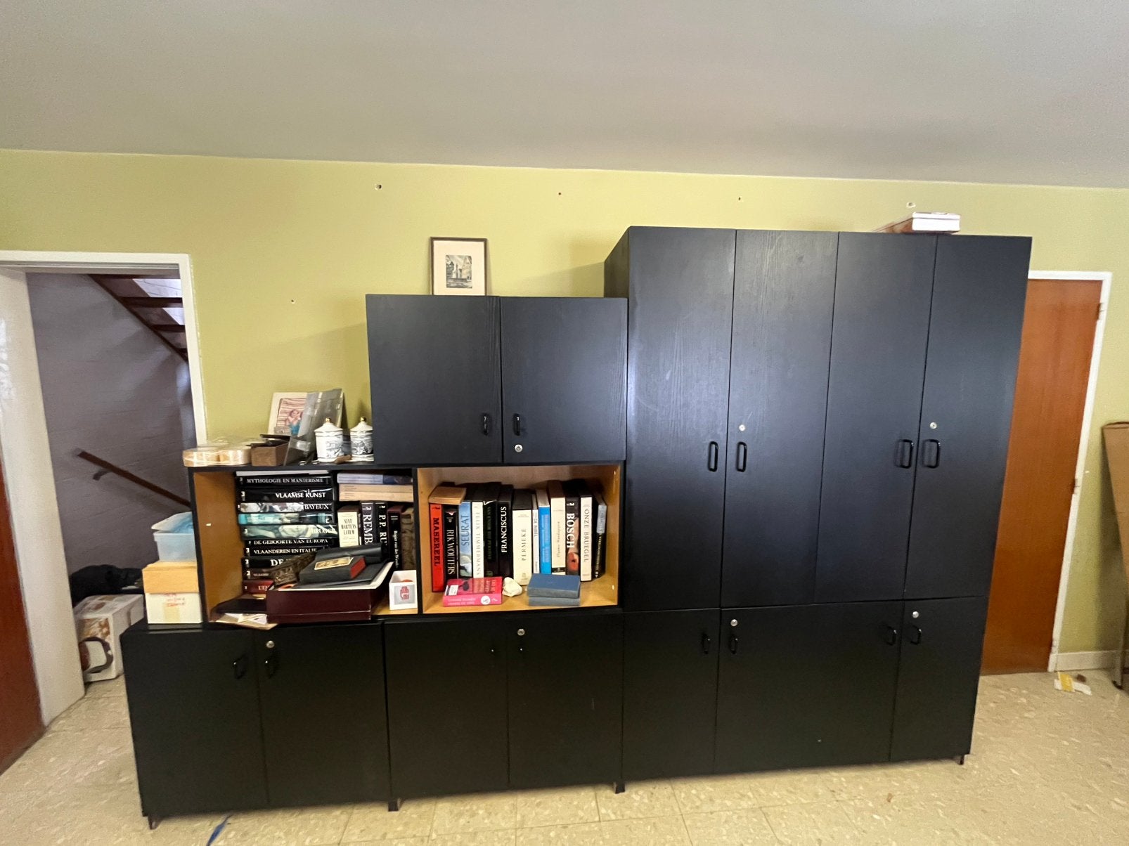 Zwarte boeken/archiefkast, Ophalen, 250 tot 300 cm, Eikenhout, 150 tot 200 cm