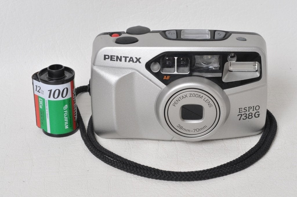 Pentax Espio 738 G zoom 38-70 mm + étui.  Argentique, Enlèvement ou Envoi, Comme neuf, Compact, Pentax