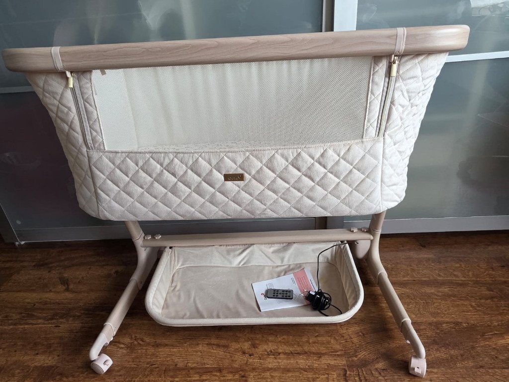 Qute Q-wiggle electric Co-Sleeper cream - white wash, Ophalen, Zo goed als nieuw
