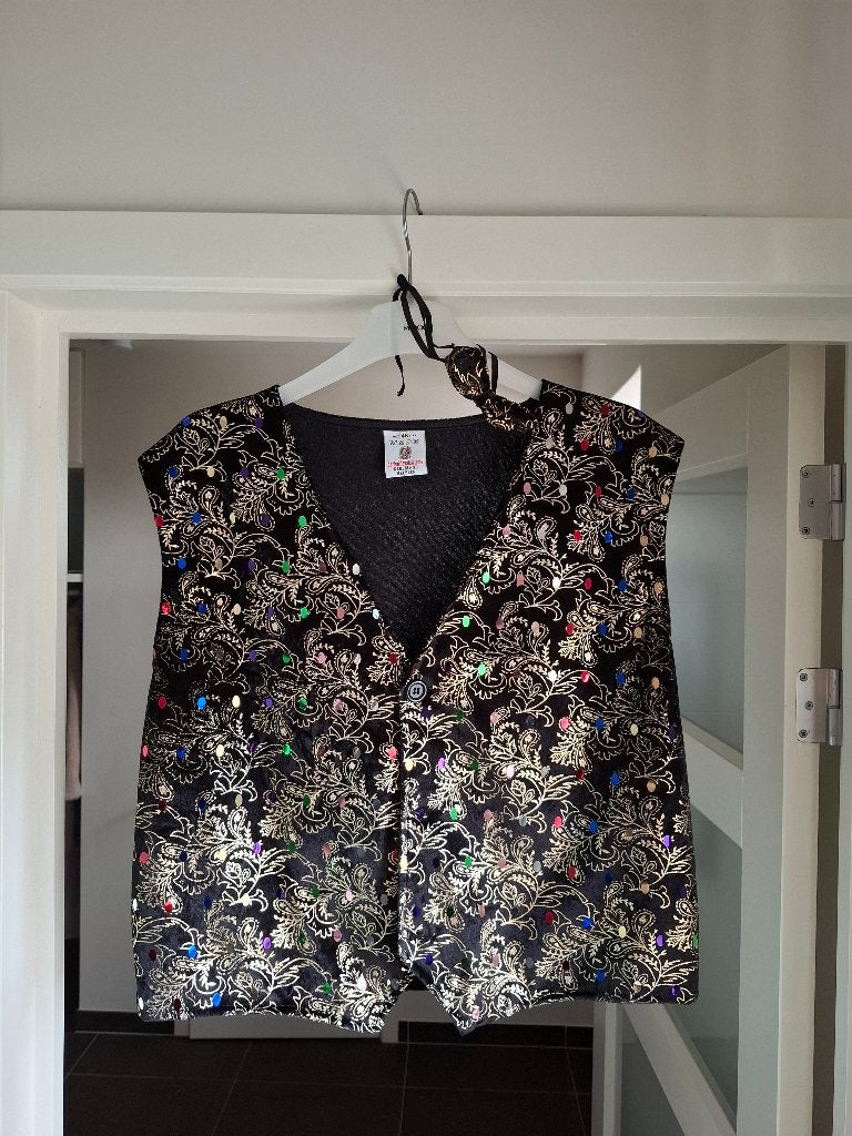 Glitter gilet en slipjas carnaval M/V, Ophalen of Verzenden, Zo goed als nieuw, Feestartikel