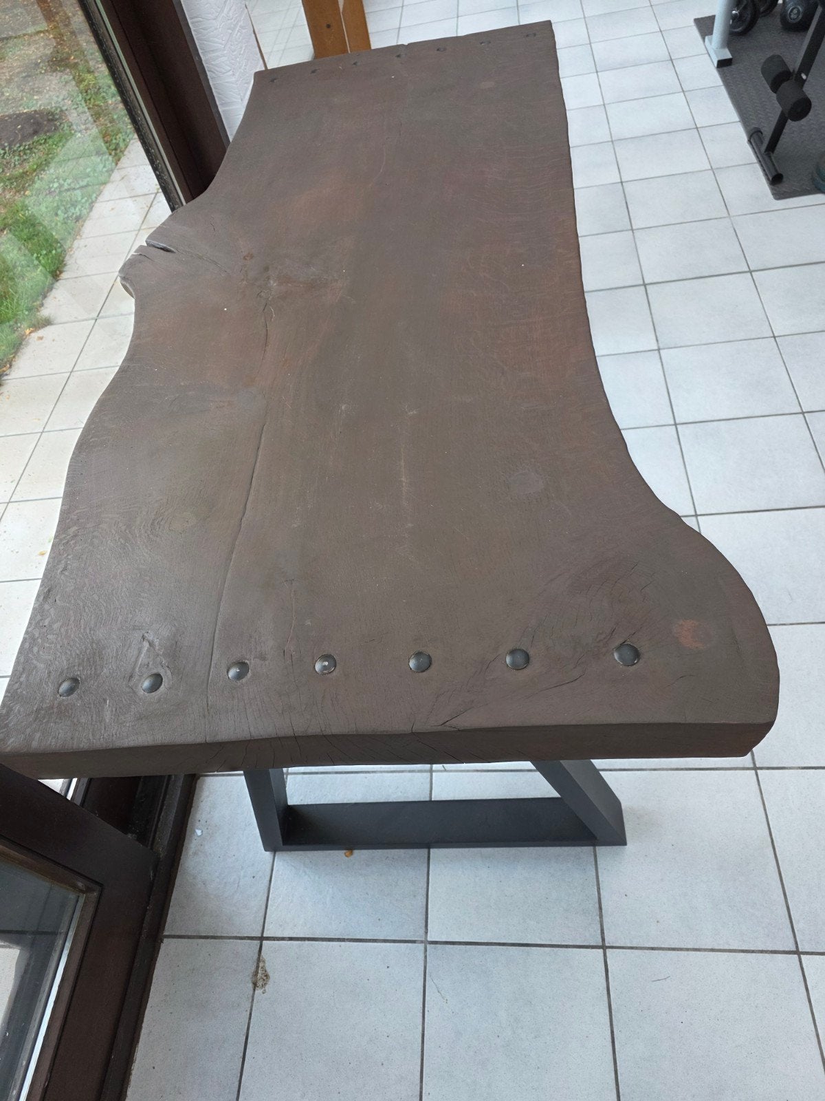Unieke Live Edge tafel / bureau – Massief hout – Industrieel, Ophalen