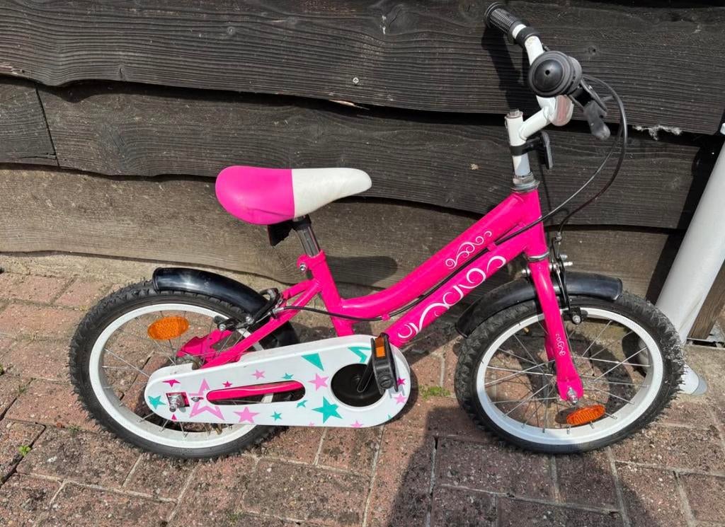 Meisjesfiets 16 inch roze/wit met handrem – bijna nieuw, Fietsen en Brommers, Fietsen | Kinderfietsjes, Ophalen, Zo goed als nieuw