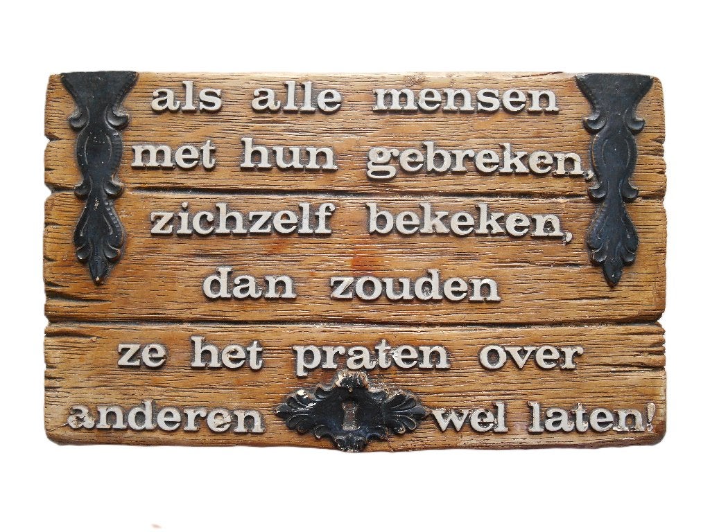 Oud spreukenbord - "Praten over anderen...", Verzenden