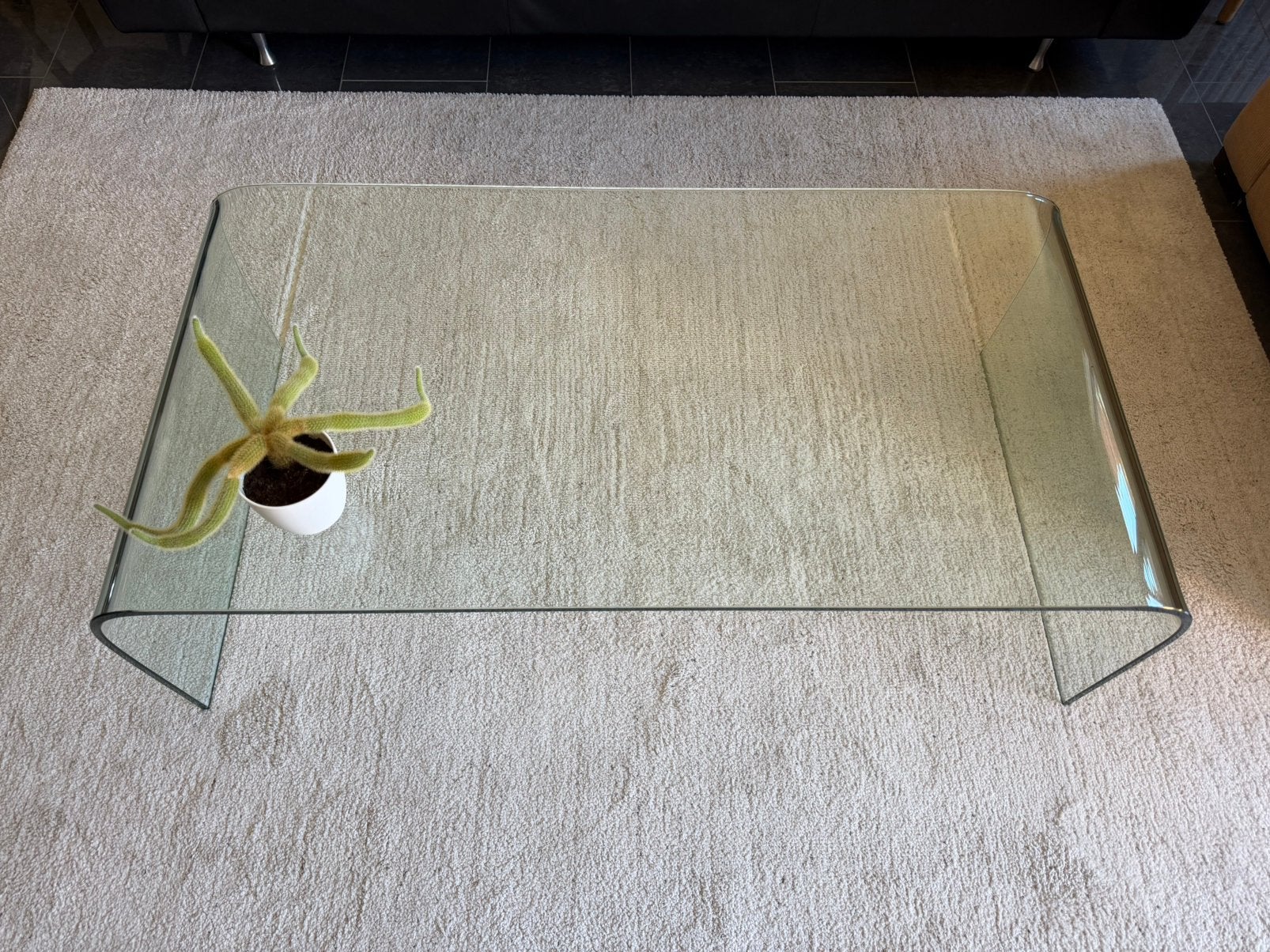 glazen salon tafel, met afgeronde kanten, 100 tot 150 cm, 50 tot 100 cm, Ophalen, Modern vintage