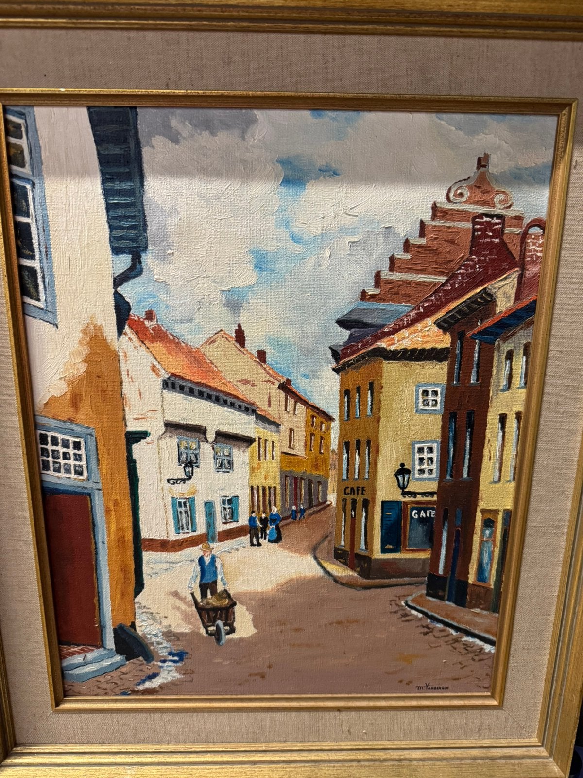 Stadsgezicht Diest? Gemaakt door M. Vanbergen, Ophalen, Origineel werk, Stads- / dorpsgezicht, Doek