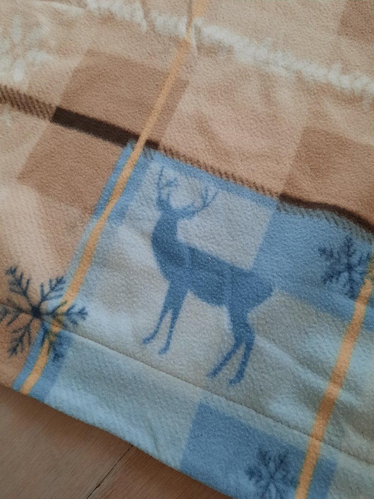 VINTAGE plaid / hert / KERST, Gebruikt, 140 cm, Ophalen of Verzenden, Plaid