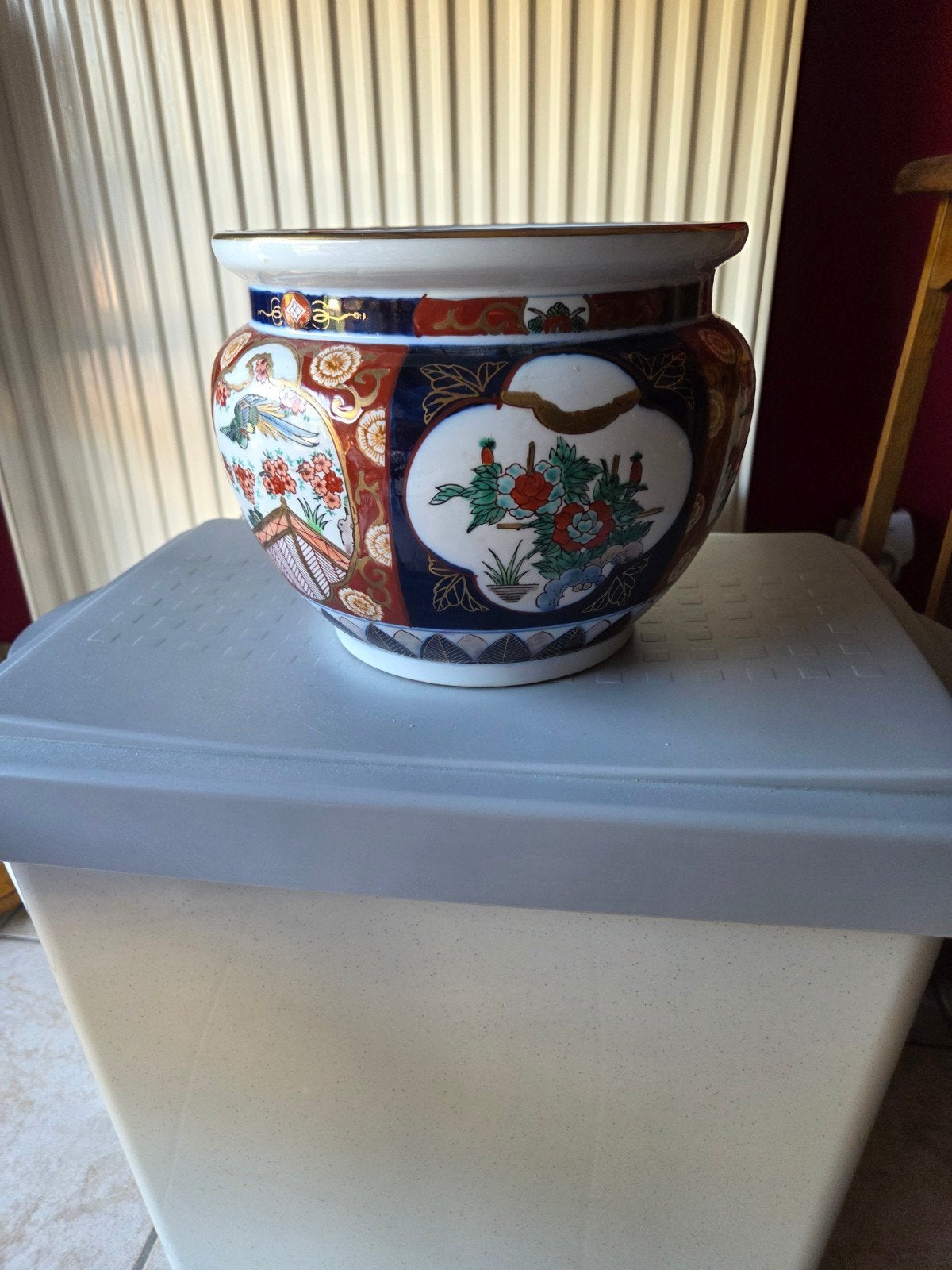 Vintage japanse bloempot GolgImari stijl, Ophalen of Verzenden