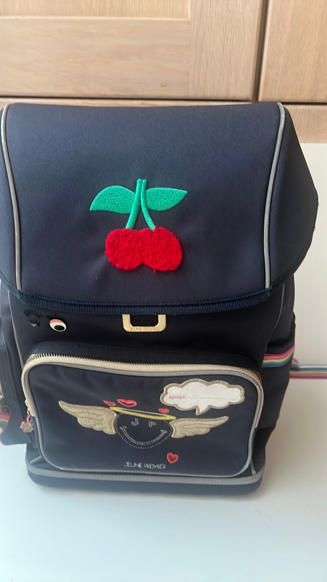 Boekentas Jeune Premier, Handtassen en Accessoires, Tassen | Schooltassen, Ophalen, Zo goed als nieuw, Blauw, Rugtas
