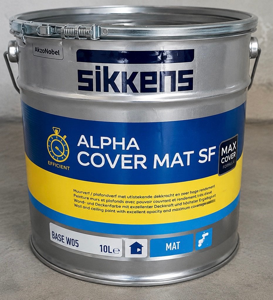 6 Pots Sikkens Alpha Cover Mat SF 10L -RAL 9010, Bricolage & Construction, Enlèvement ou Envoi, Comme neuf, Blanc, Peinture