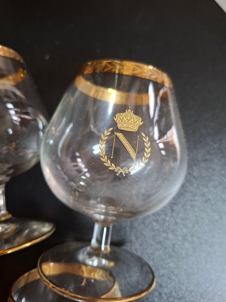7 Verres Cognac Napoléon dorées, Antiquités & Art, Enlèvement ou Envoi