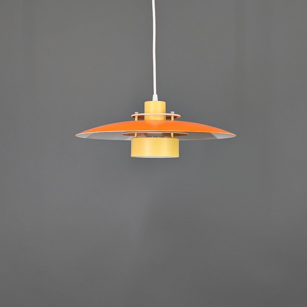 Lampe suspendue vintage danoise Designlight - orange Ø40 cm, Enlèvement ou Envoi, Métal, Scandinavisch, Comme neuf