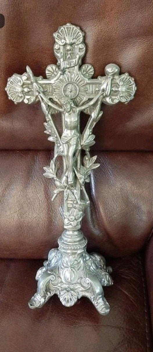 Antieke mooie gedetailleerd kruisbeeld in Brons, Antiek en Kunst, Ophalen of Verzenden