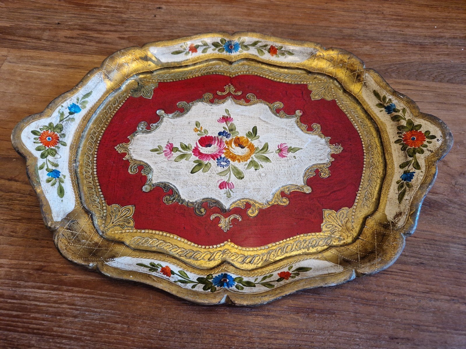 Vintage Florentijns houten dienblad, Ophalen of Verzenden
